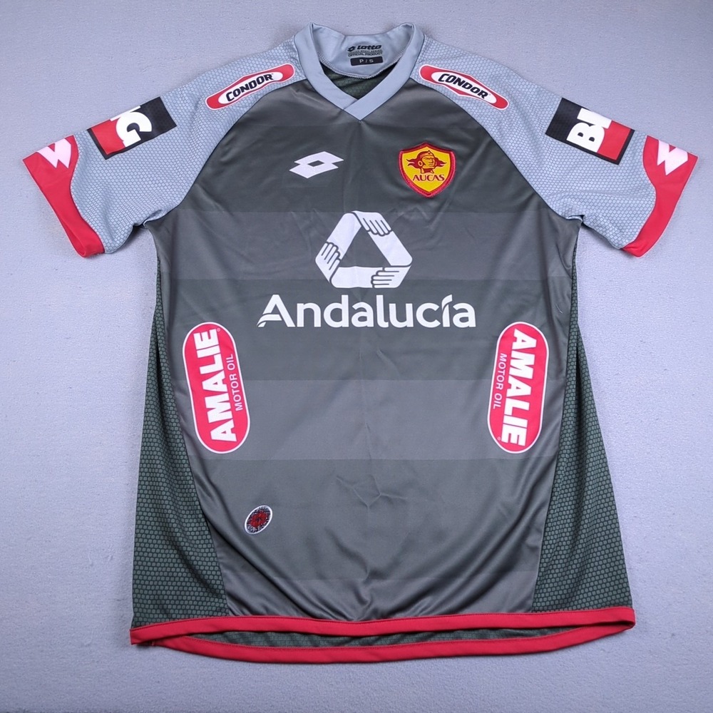 Lotto Aucas Soccer Jersey Mens Small Gray Short Sleeve Authentic Official Futbol